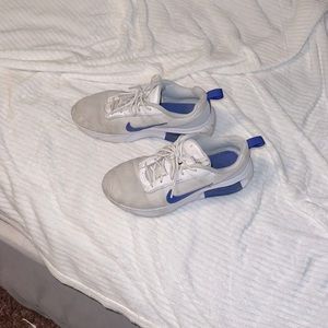 Nike Air Maxs, white and blue